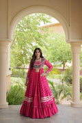Eesha Pink Kora Cotton Bandhni Lehenga & Kurti Set