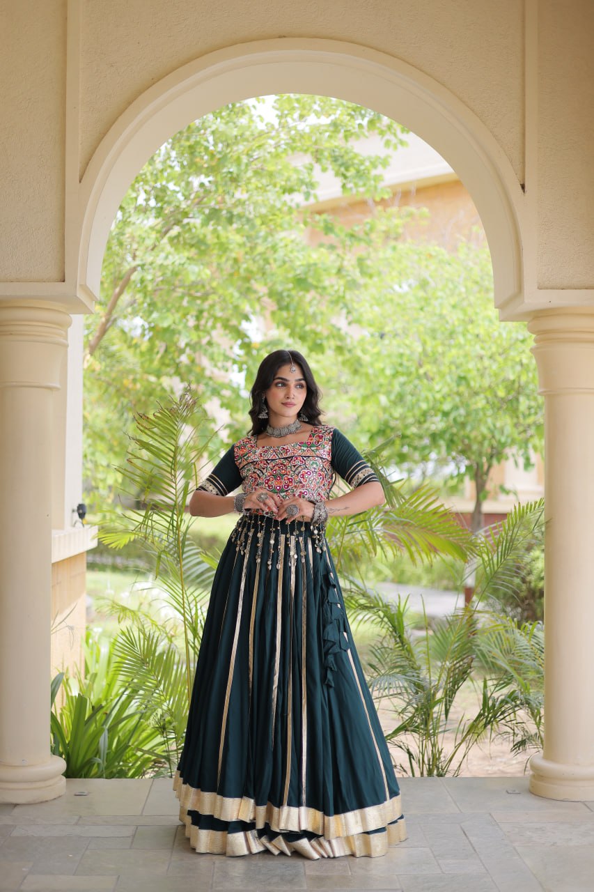 Aarohi Green Reyon Gota Patti Lehenga Choli