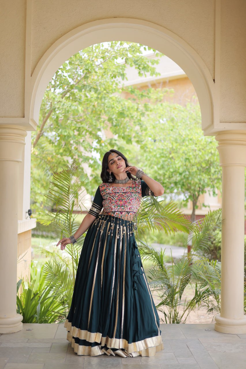 Aarohi Green Reyon Gota Patti Lehenga Choli