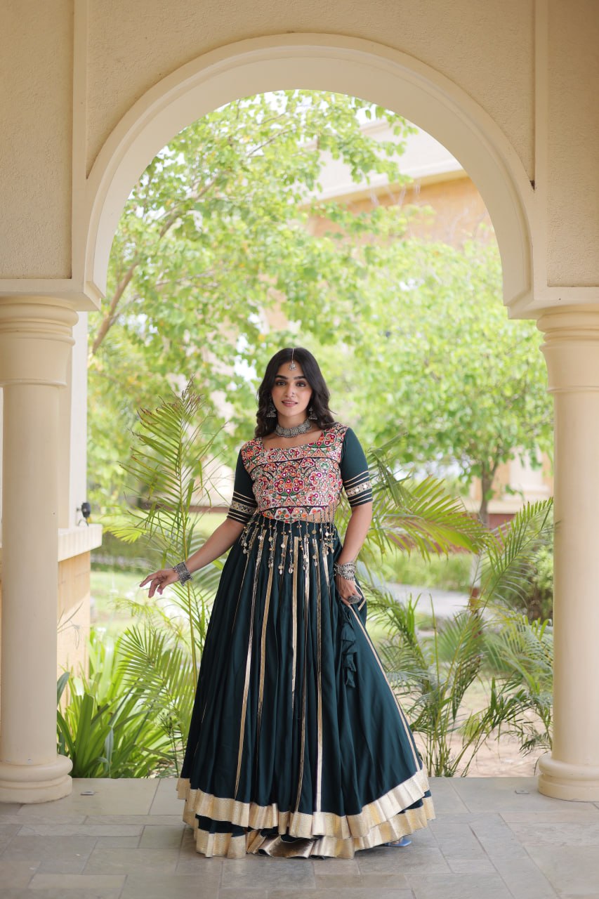 Aarohi Green Reyon Gota Patti Lehenga Choli
