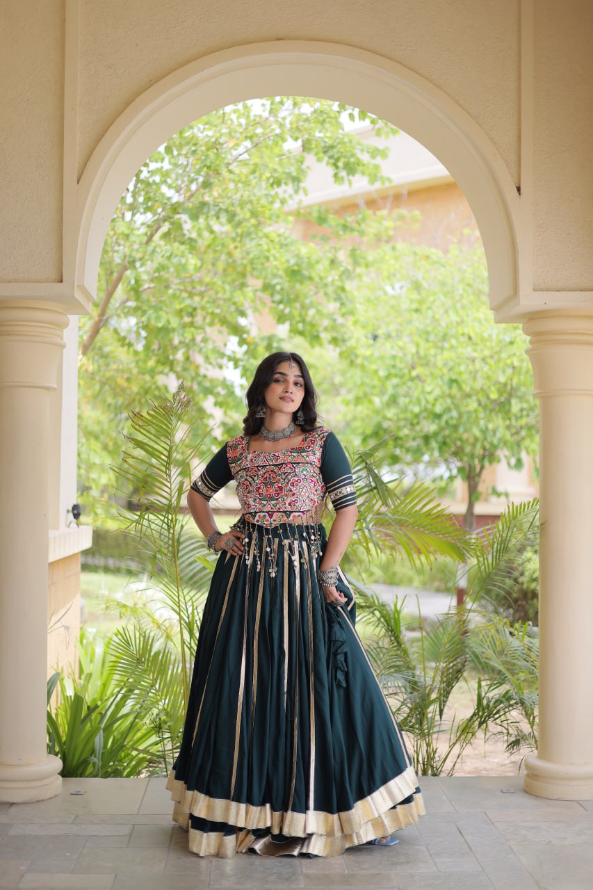 Aarohi Green Reyon Gota Patti Lehenga Choli