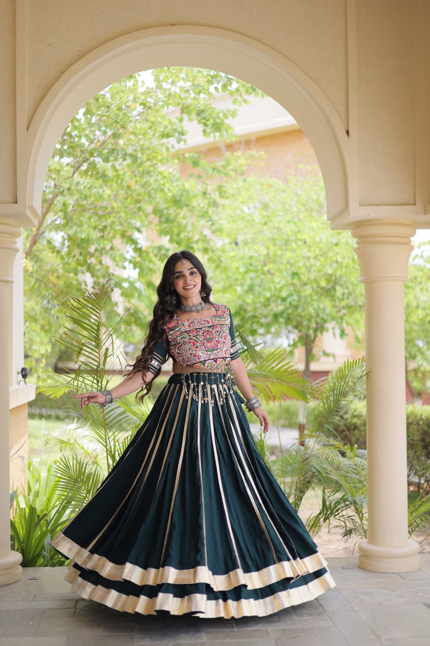 Aarohi Green Reyon Gota Patti Lehenga Choli