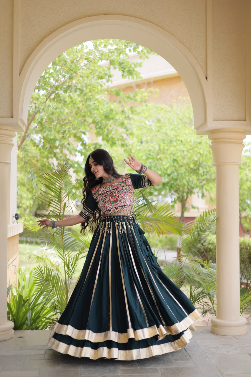 Aarohi Green Reyon Gota Patti Lehenga Choli