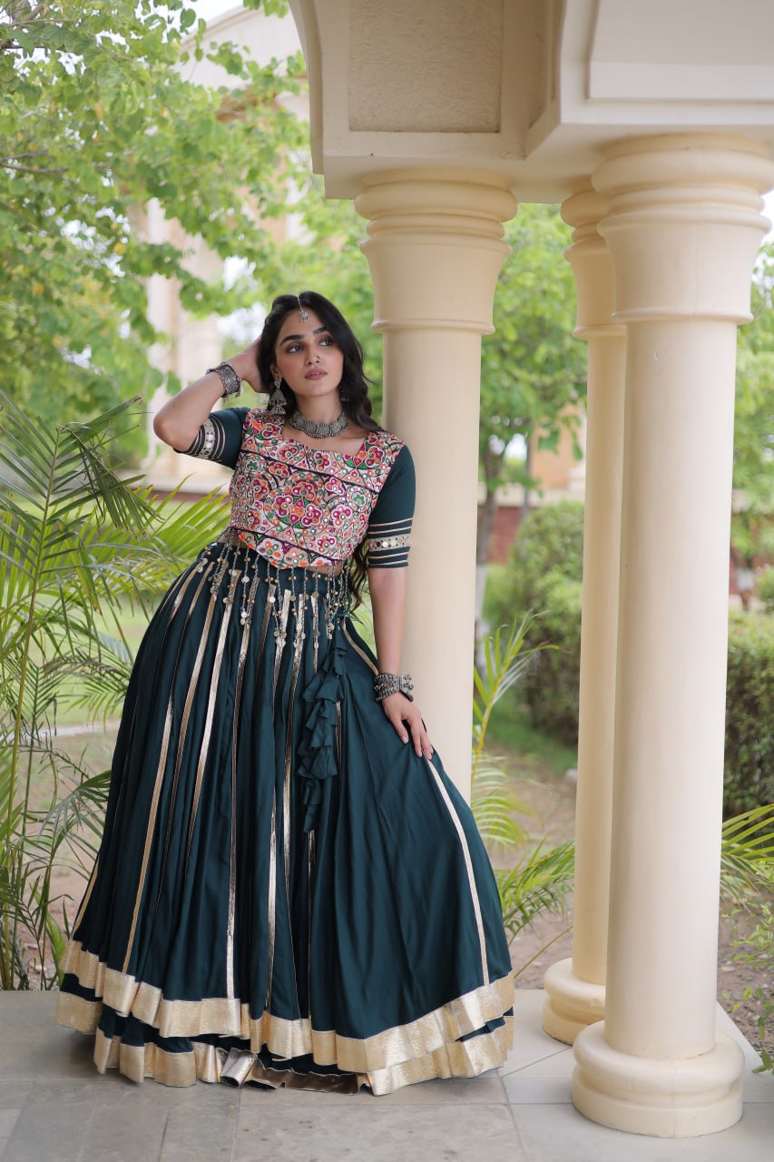 Aarohi Green Reyon Gota Patti Lehenga Choli