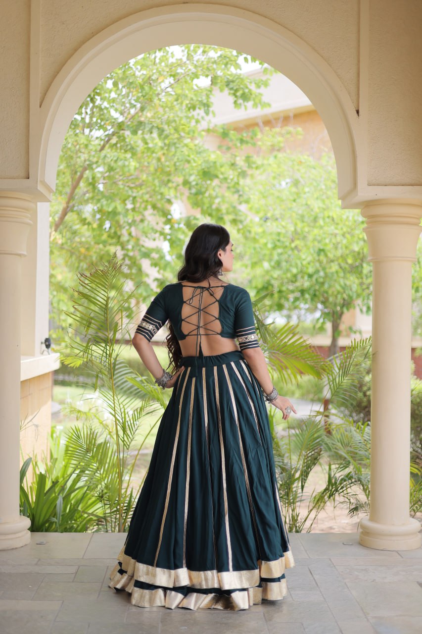 Aarohi Green Reyon Gota Patti Lehenga Choli