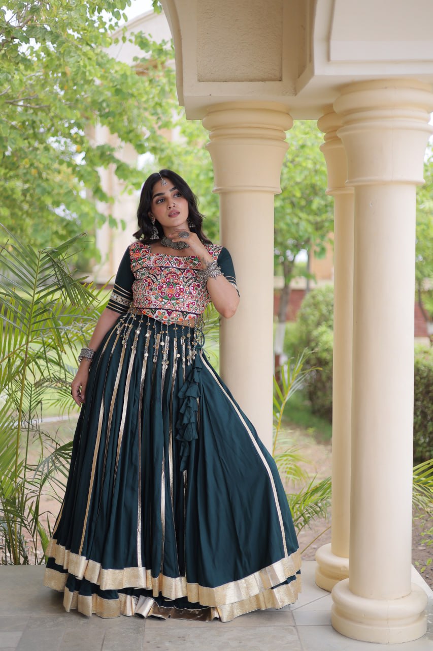 Aarohi Green Reyon Gota Patti Lehenga Choli