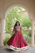 Aarohi Maroon Reyon Gota Patti Lehenga Choli