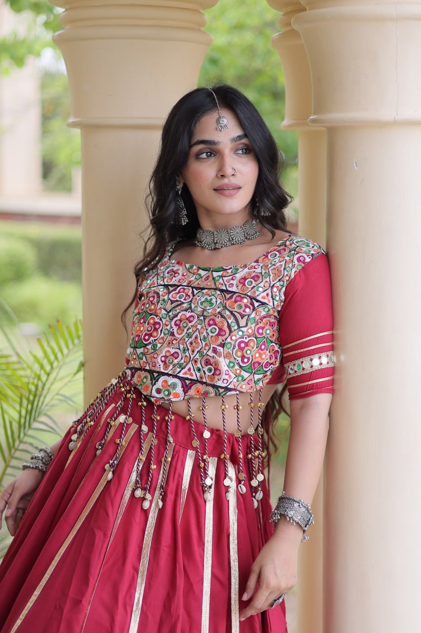 Aarohi Maroon Reyon Gota Patti Lehenga Choli