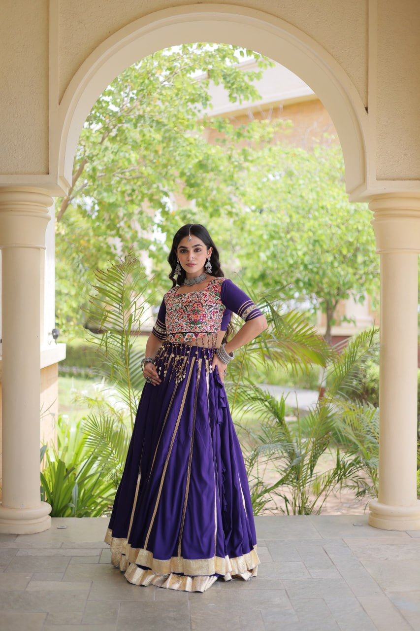 Aarohi Purple Reyon Gota Patti Lehenga Choli