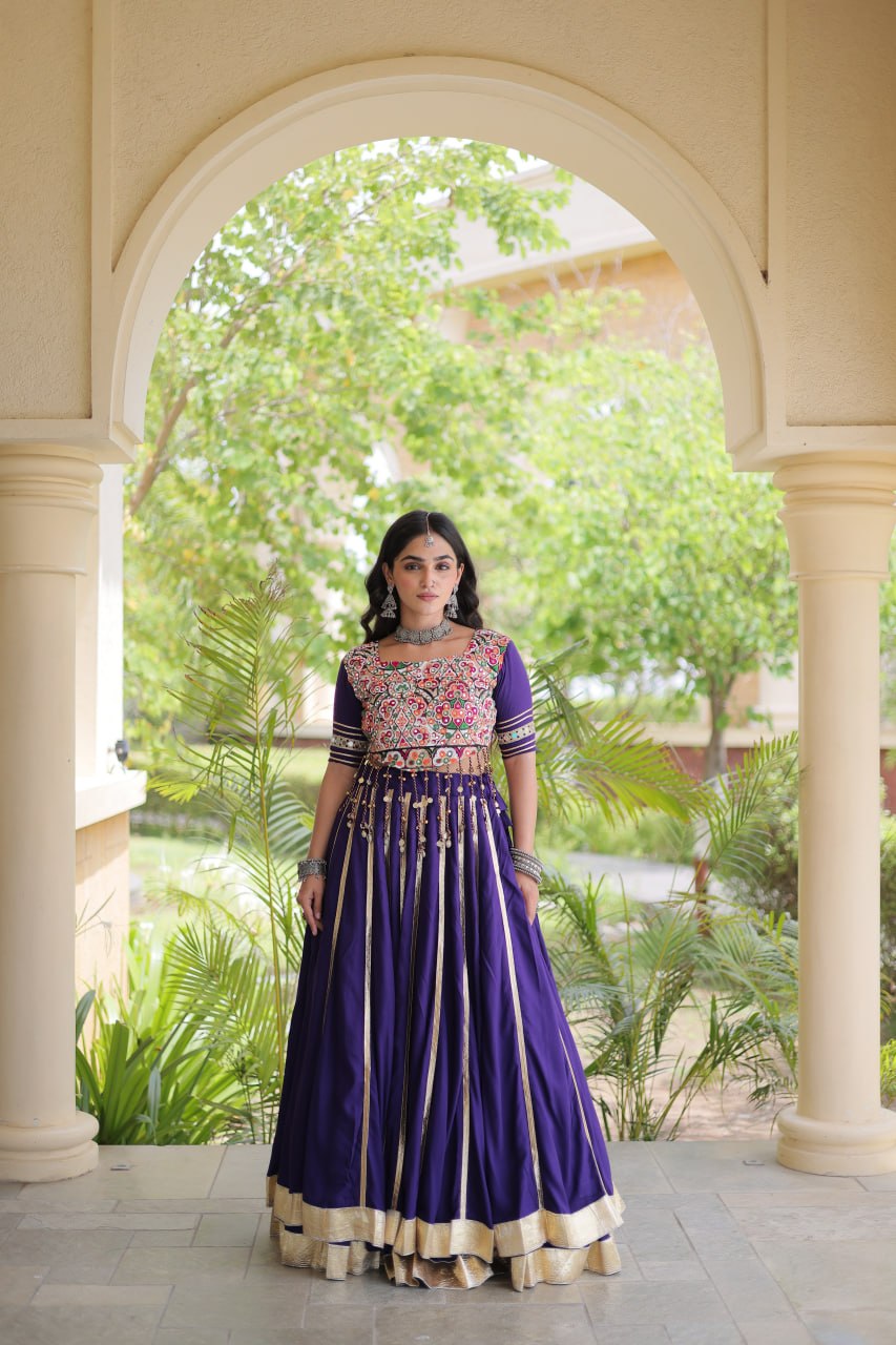Aarohi Purple Reyon Gota Patti Lehenga Choli