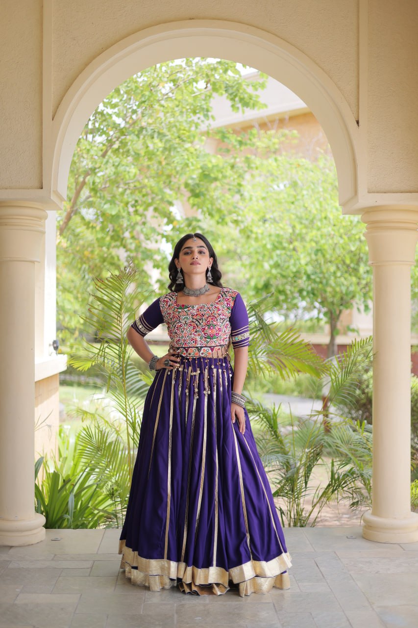 Aarohi Purple Reyon Gota Patti Lehenga Choli