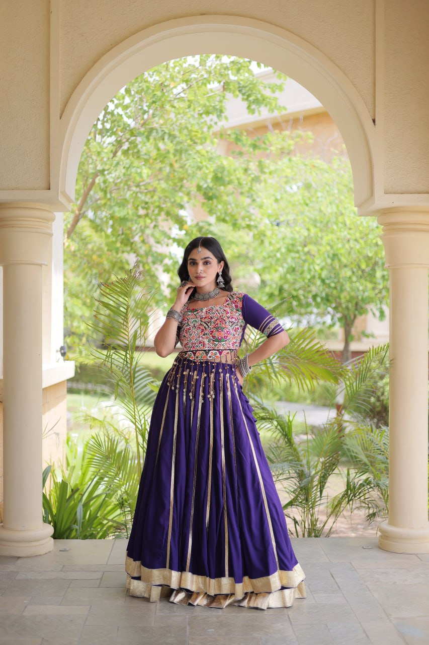 Aarohi Purple Reyon Gota Patti Lehenga Choli
