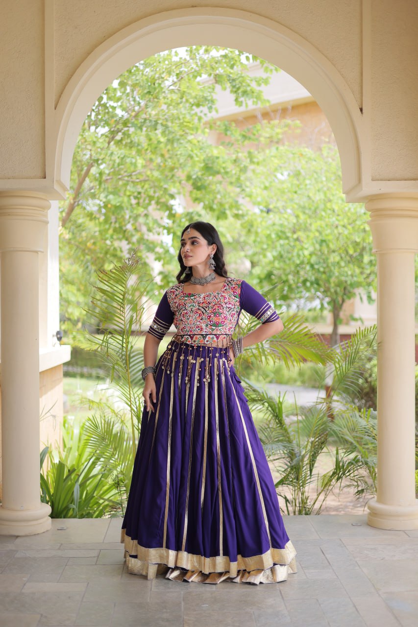 Aarohi Purple Reyon Gota Patti Lehenga Choli
