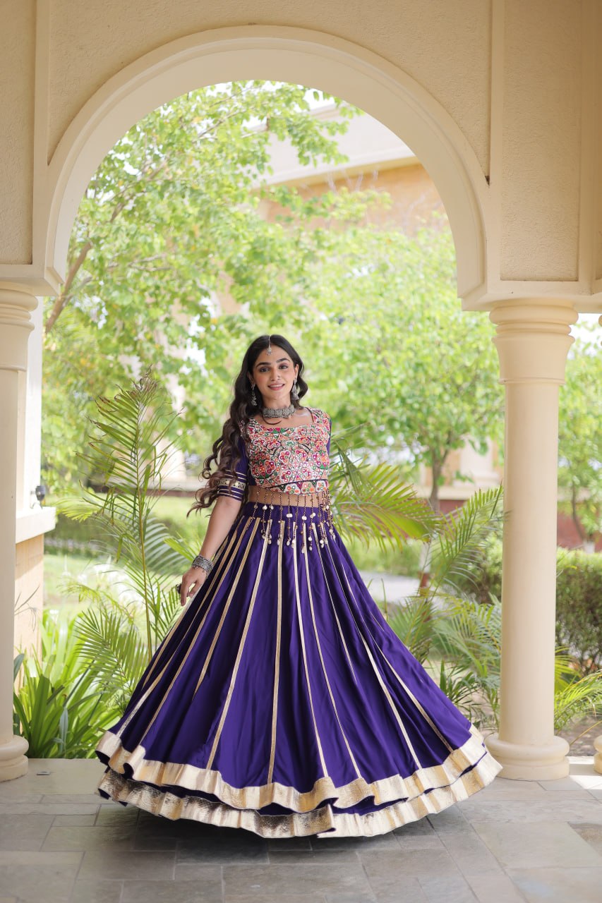 Aarohi Purple Reyon Gota Patti Lehenga Choli