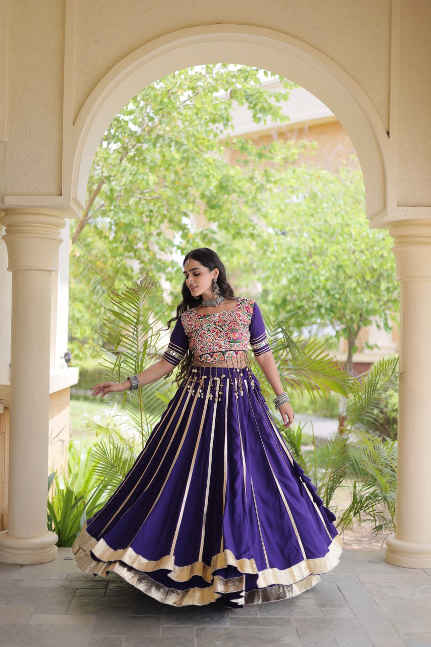 Aarohi Purple Reyon Gota Patti Lehenga Choli