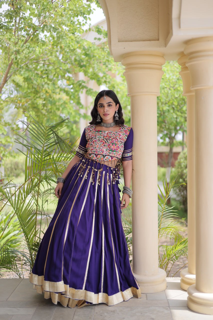 Aarohi Purple Reyon Gota Patti Lehenga Choli