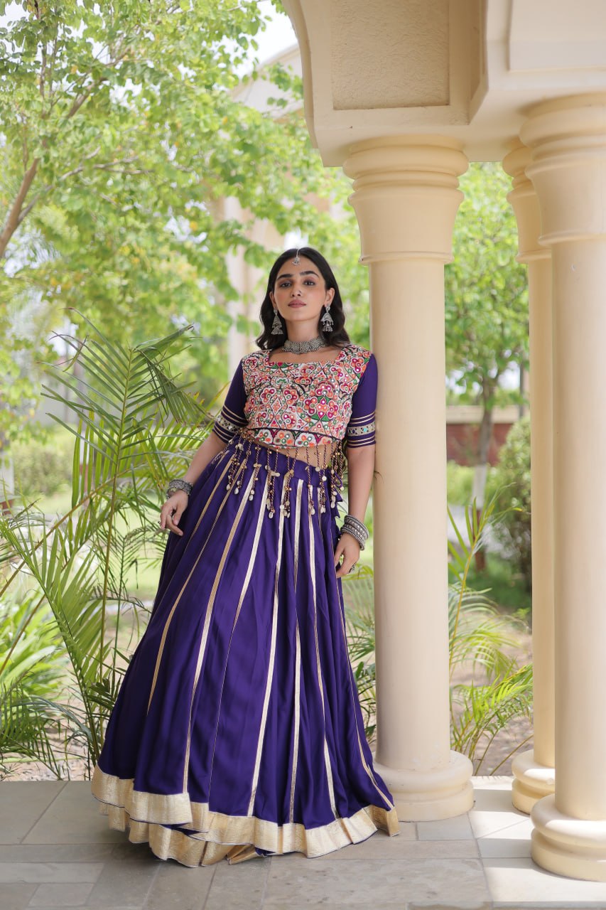Aarohi Purple Reyon Gota Patti Lehenga Choli
