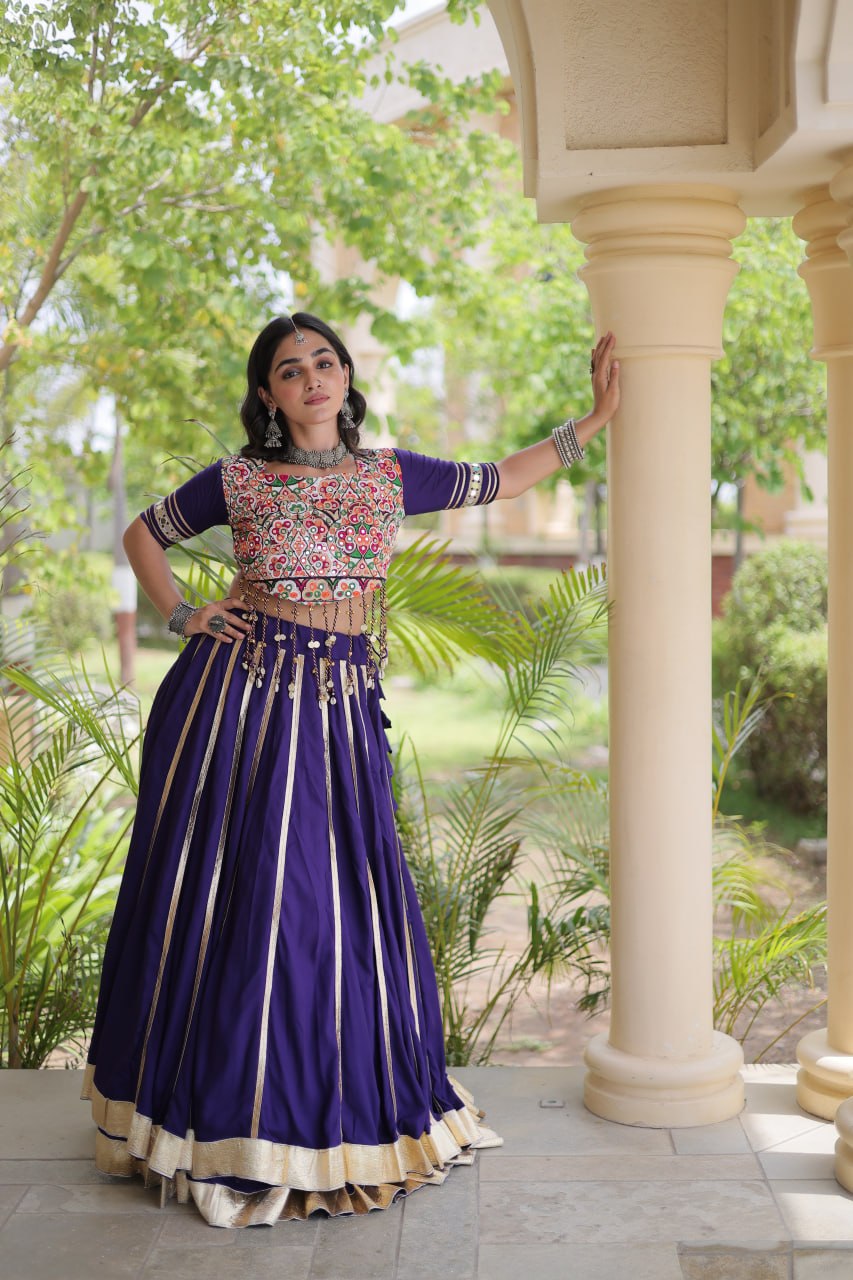 Aarohi Purple Reyon Gota Patti Lehenga Choli