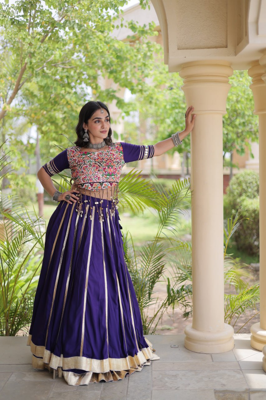 Aarohi Purple Reyon Gota Patti Lehenga Choli