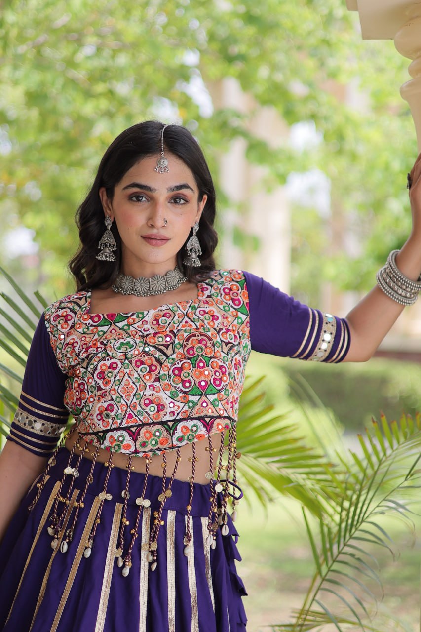 Aarohi Purple Reyon Gota Patti Lehenga Choli