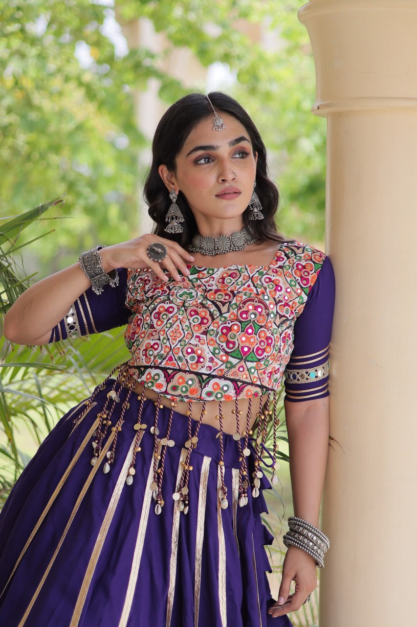 Aarohi Purple Reyon Gota Patti Lehenga Choli