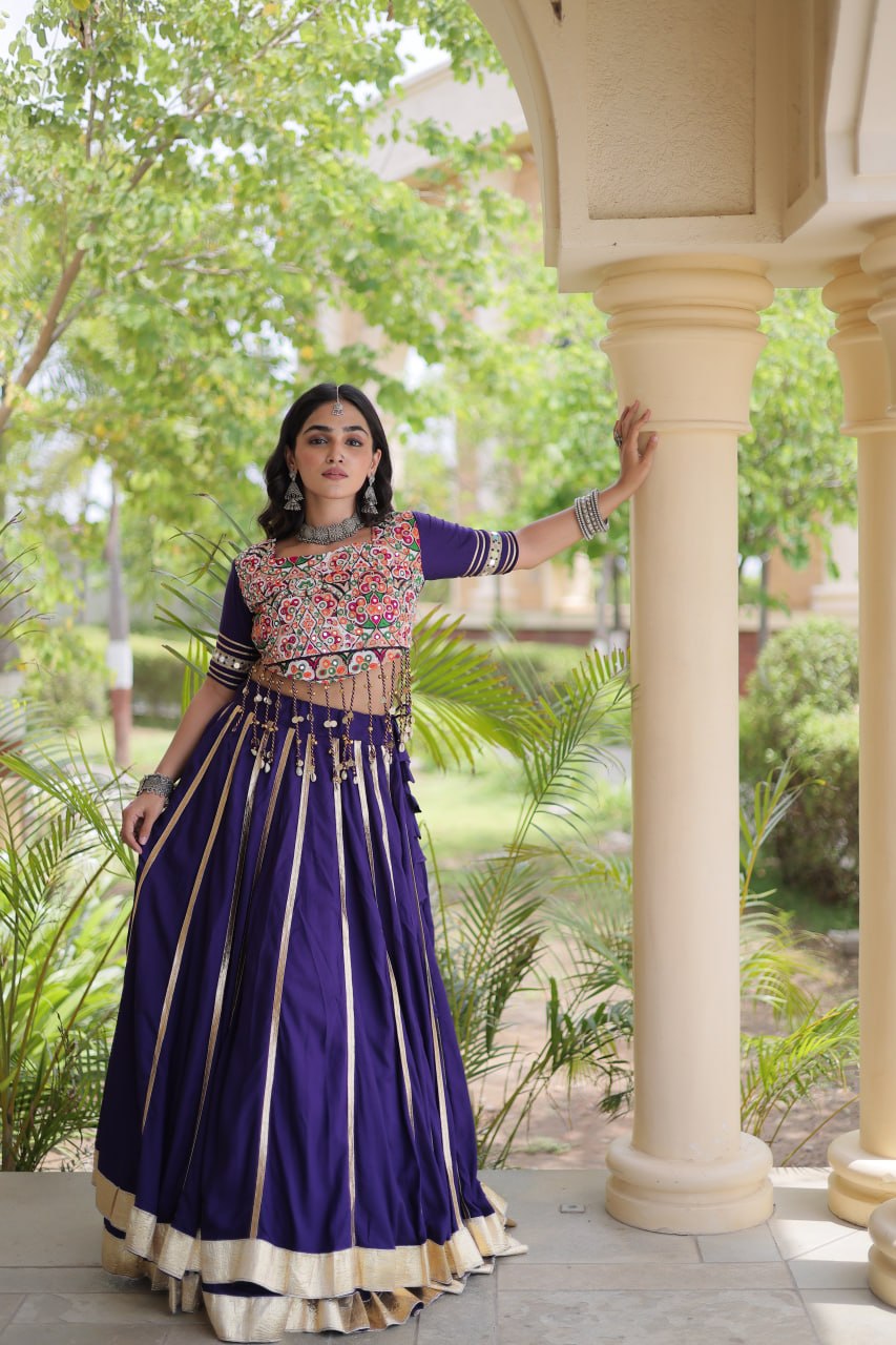 Aarohi Purple Reyon Gota Patti Lehenga Choli