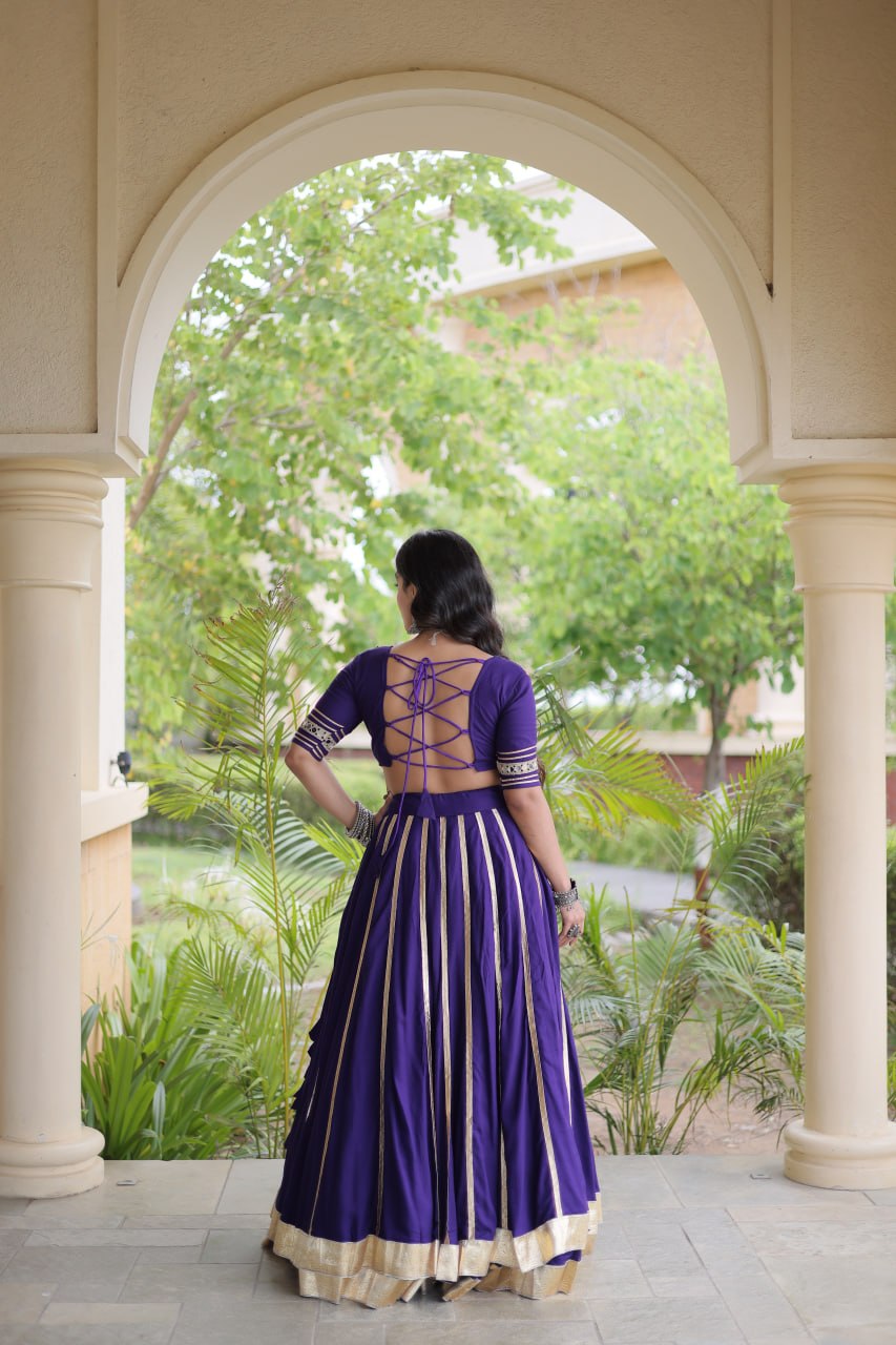 Aarohi Purple Reyon Gota Patti Lehenga Choli