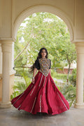 Bhoomi Maroon Rayon Multi Mirror Lehenga Choli
