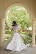 Bhoomi White Rayon Multi Mirror Lehenga Choli