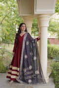 Tanvi Maroon Reyon Gota Patti Gown with Dupatta