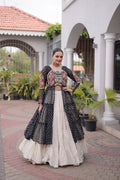 Radhika Black Kora Cotton Laheriya Lehenga & Kurti Set
