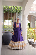 Nisha Blue Reyon Kutchi Gamthi Gown