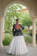 Charvi Black Kora Cotton Bandhni Kutchi Gamthi Lehenga