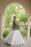 Charvi Green Kora Cotton Bandhni Kutchi Gamthi Lehenga