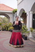 Diksha Black Rayon Bandhni Kutchi Gamthi Lehenga