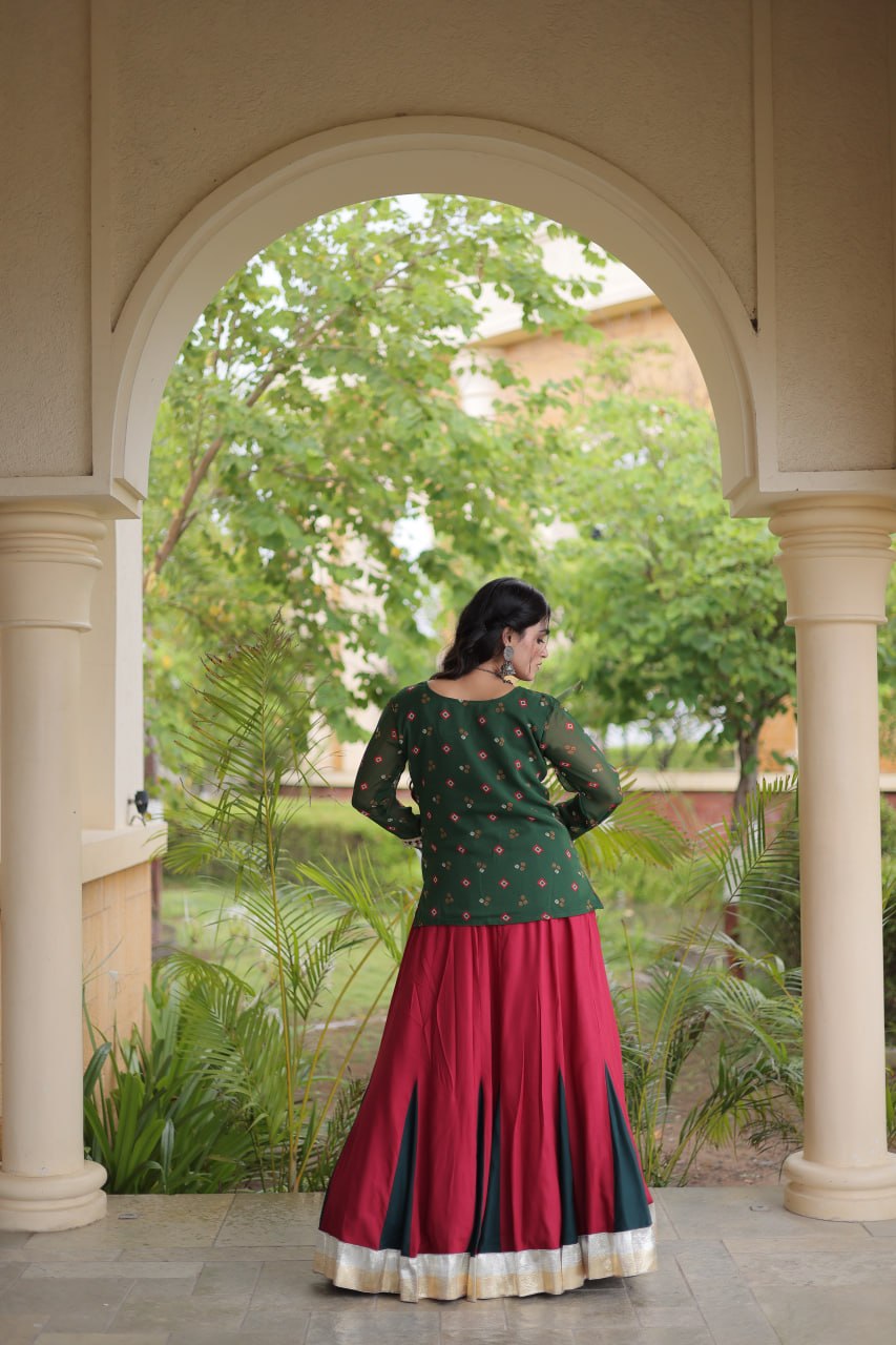 Charvi Purple Kora Cotton Bandhni Kutchi Gamthi Lehenga