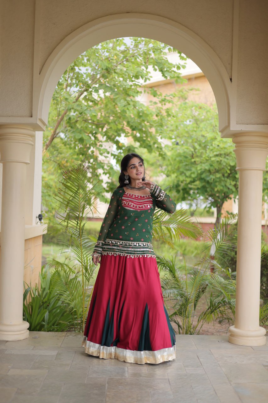 Charvi Purple Kora Cotton Bandhni Kutchi Gamthi Lehenga