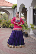 Diksha Pink Rayon Bandhni Kutchi Gamthi Lehenga