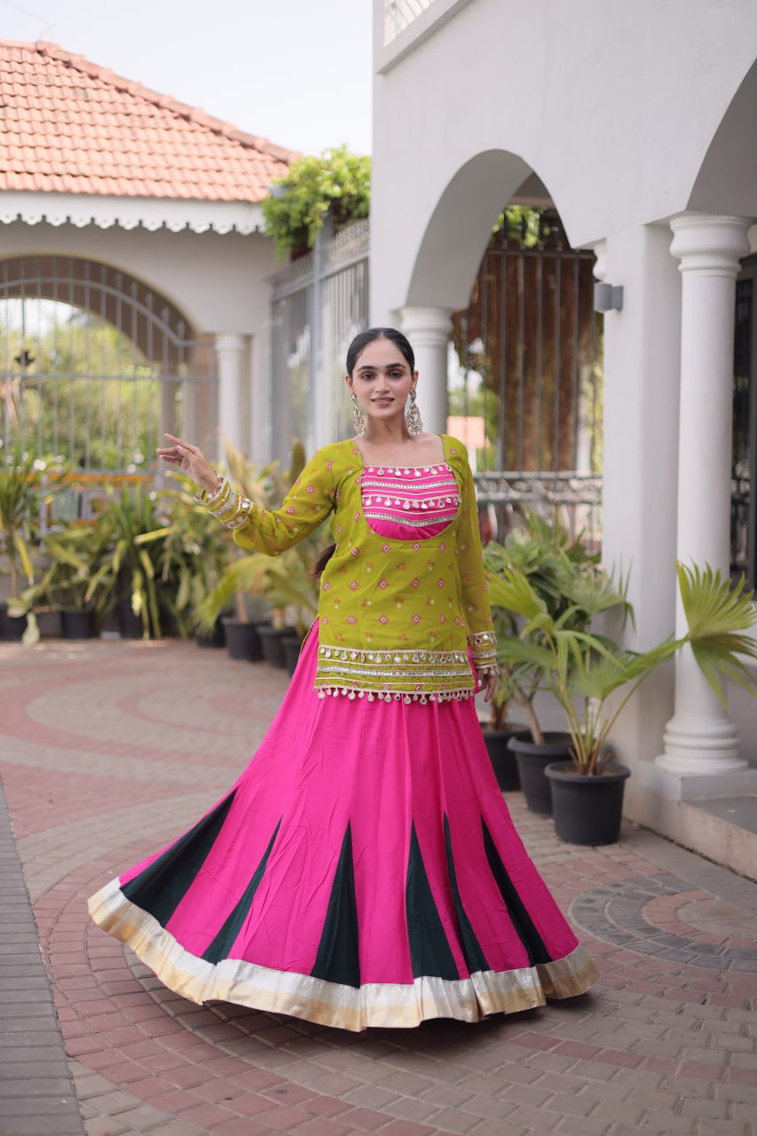 Diksha Yellow Rayon Bandhni Kutchi Gamthi Lehenga