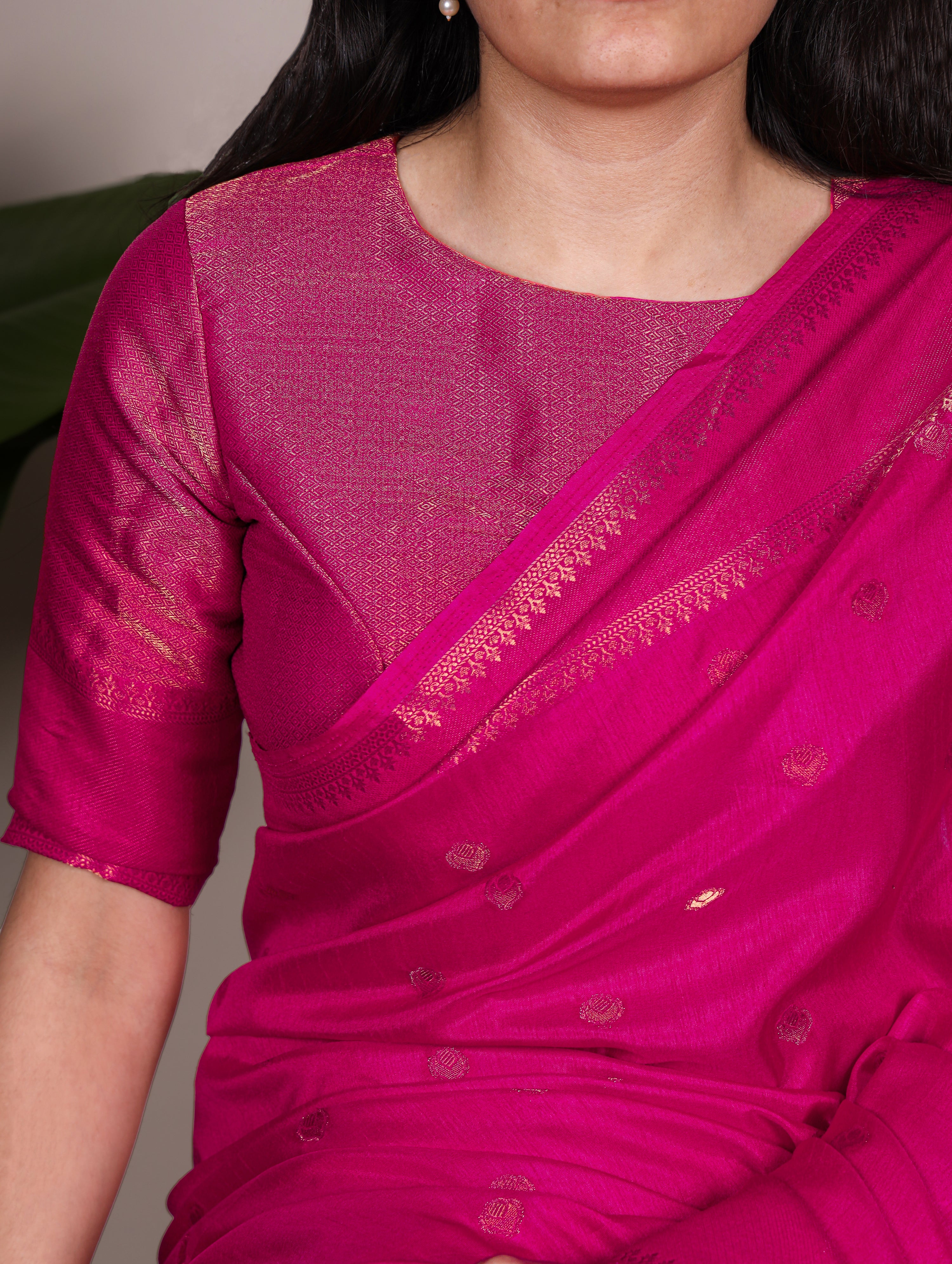 Pink Color Roop Silk Zari Weaving Saree with Unstitched Blouse