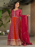 Pink Georgette Zari and Sequins Embroidered Gown with Dupatta