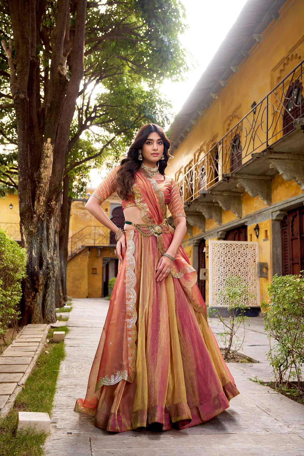 Prabhavati pink color carika silk embroidery work lehenga choli set