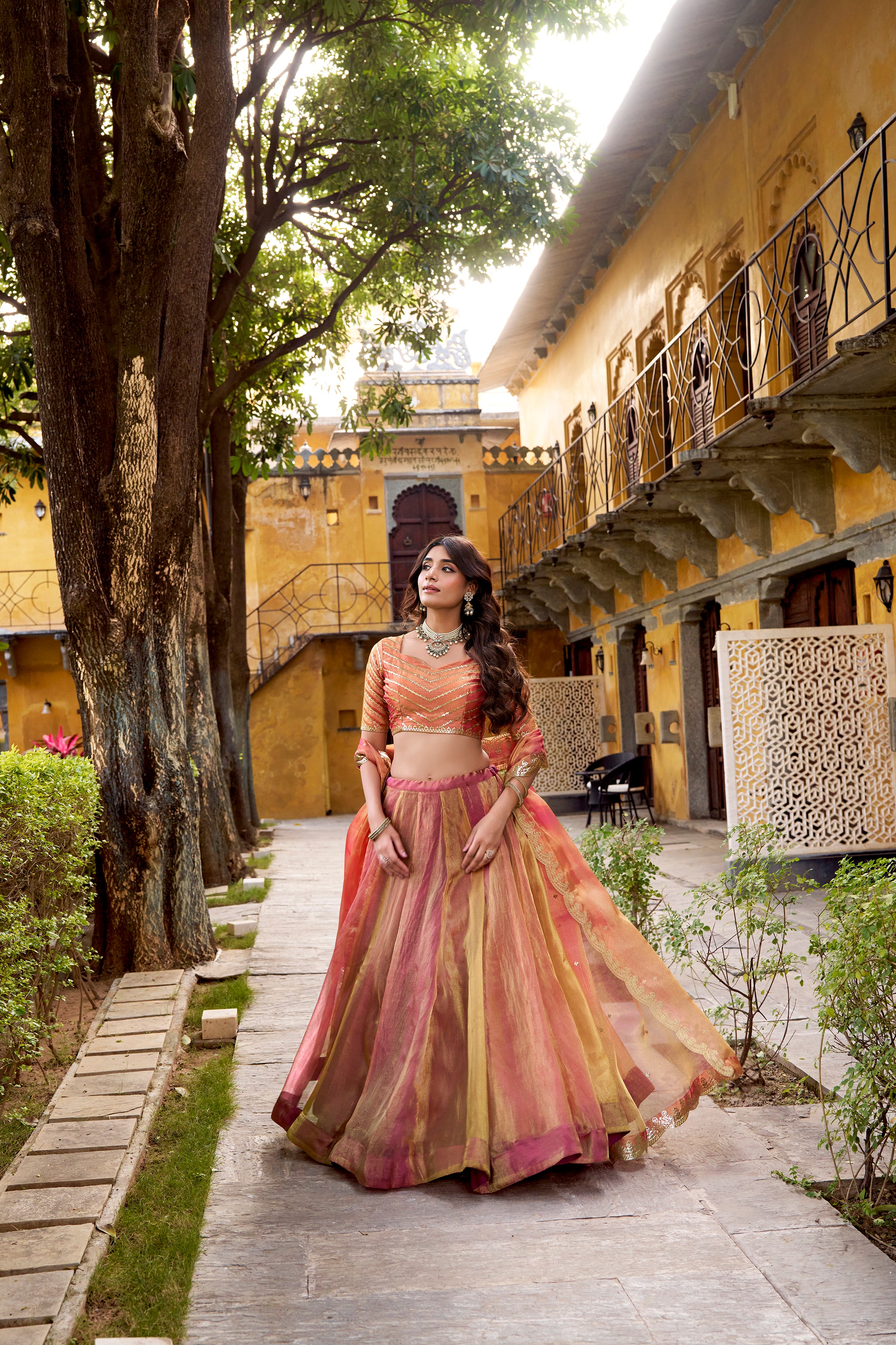 Prabhavati pink color carika silk embroidery work lehenga choli set