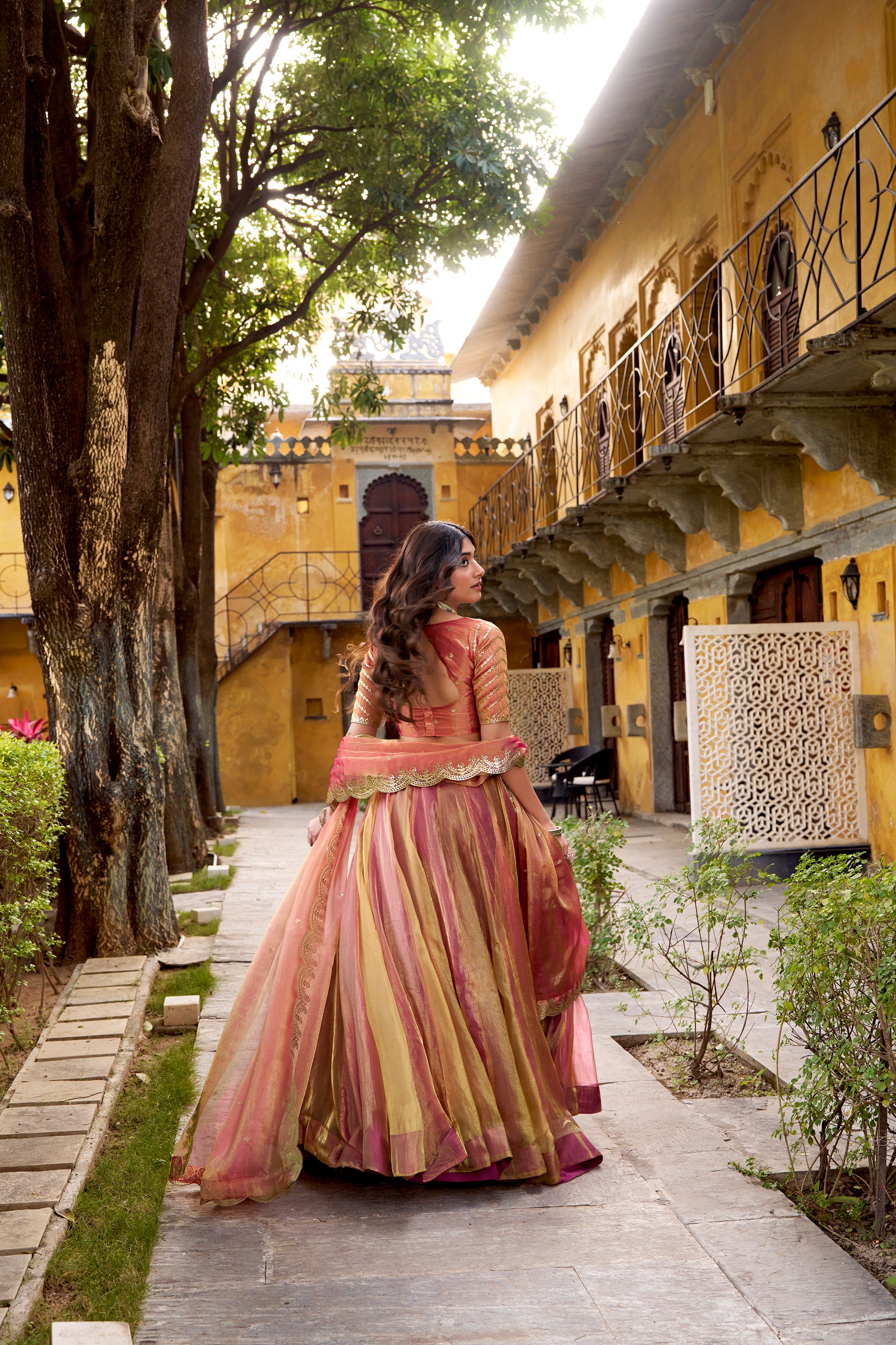 Prabhavati pink color carika silk embroidery work lehenga choli set