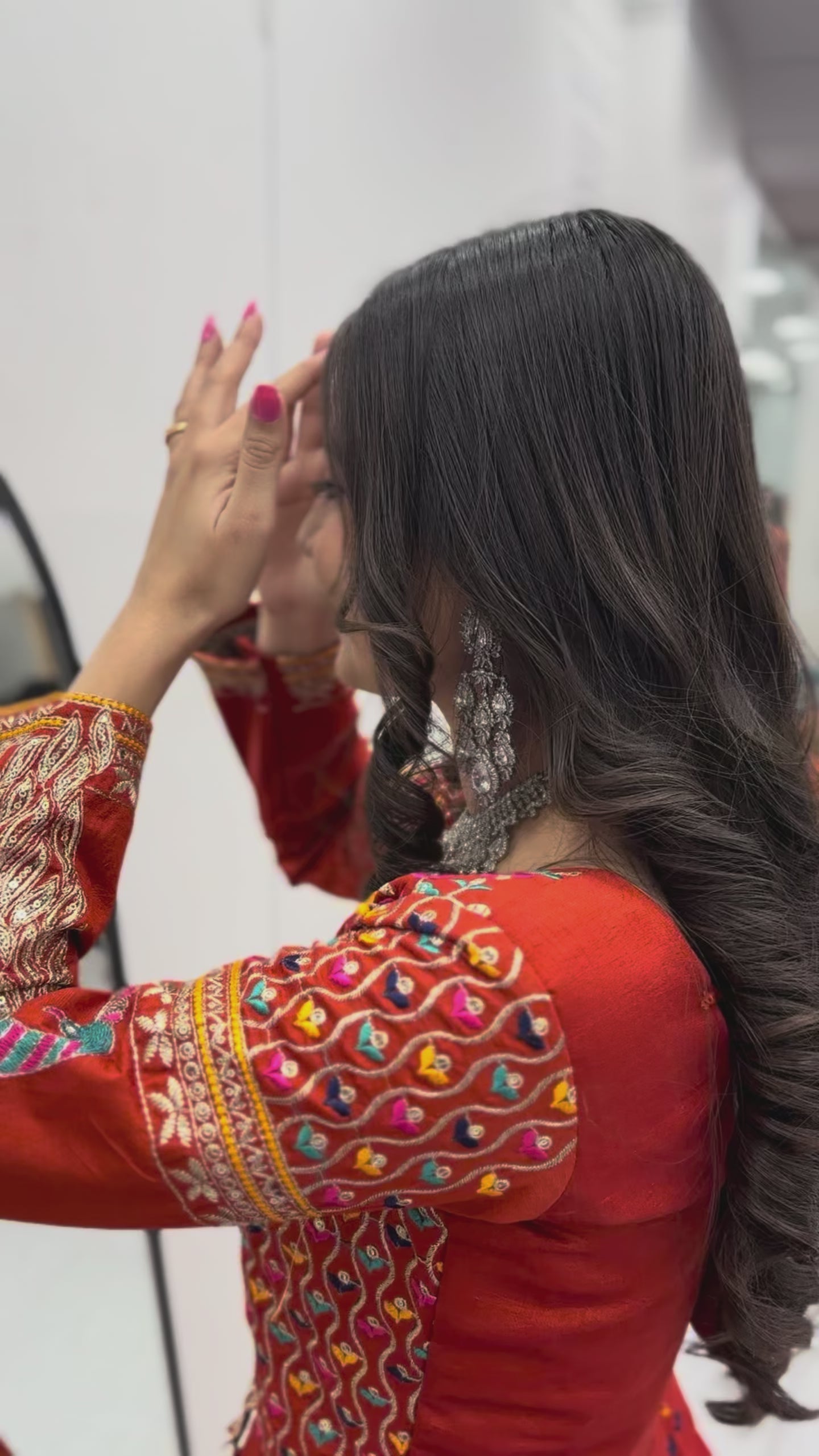 Mani Orange Vichitra Silk Crop Top Peacock Design Lehenga with Embroidered Shrug