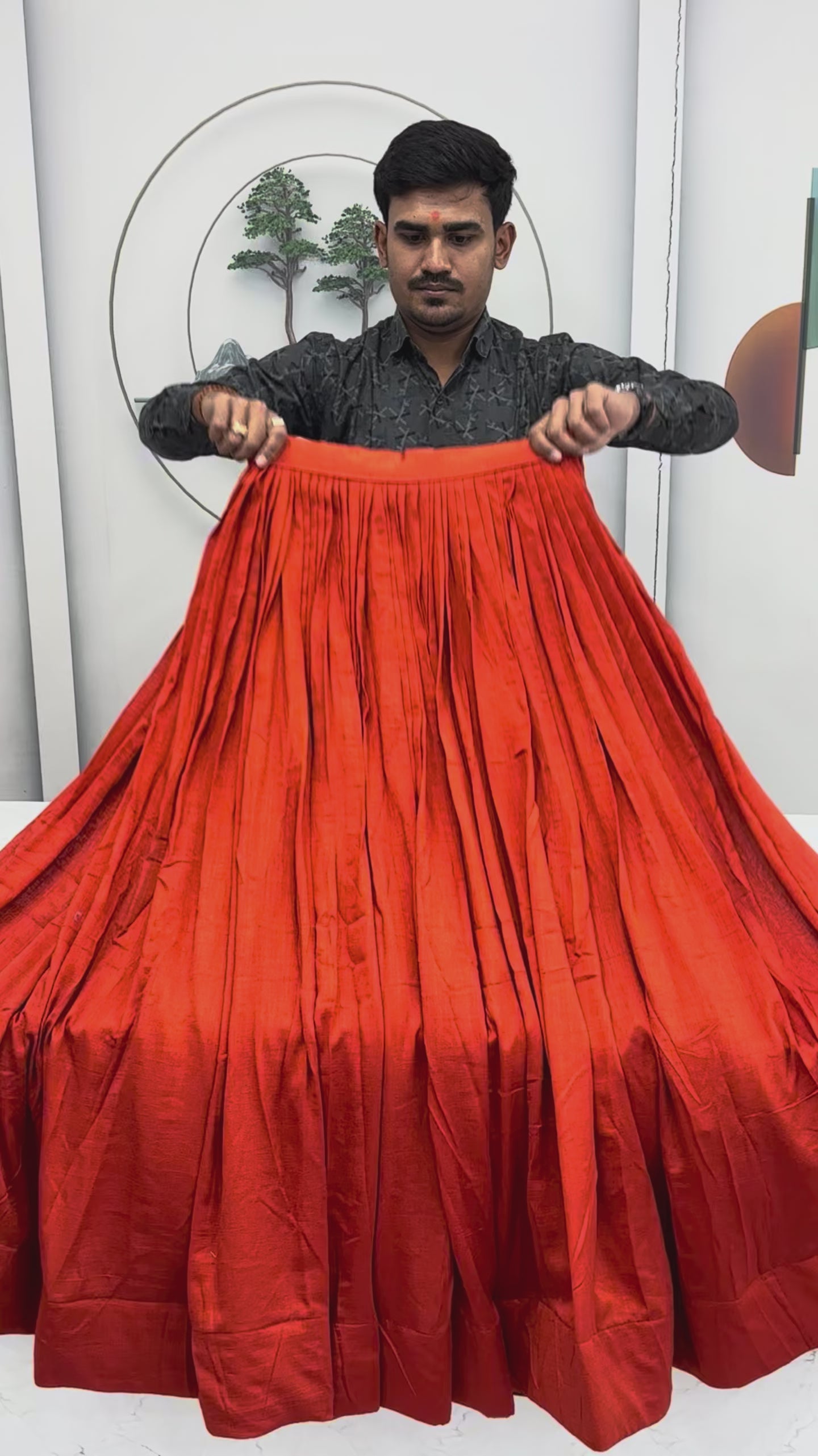 Mani Orange Vichitra Silk Crop Top Peacock Design Lehenga with Embroidered Shrug