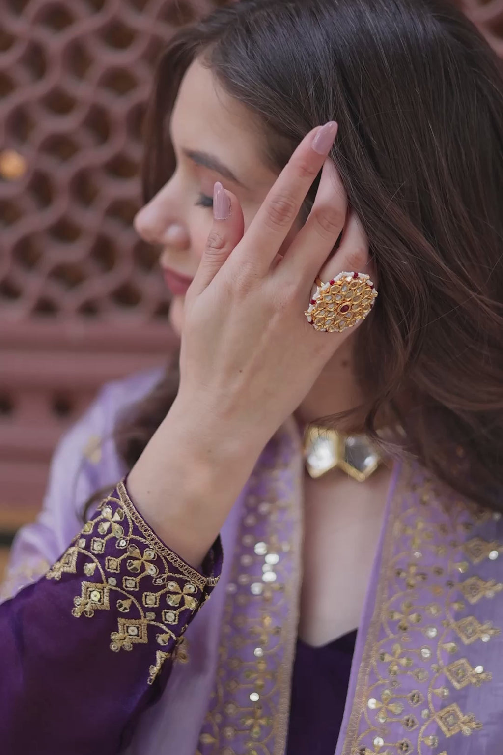 Purple Star Georgette Embroidered Zari Sequins Work Gown with Dupatta