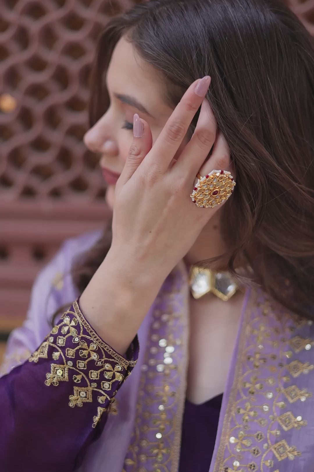 Purple Star Georgette Embroidered Zari Sequins Work Gown with Dupatta