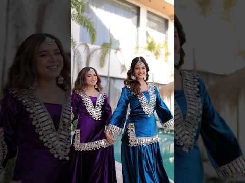 Riva Purple Color Velvet Zari Embroidered Real Mirror Work Kurti Palazzo Set