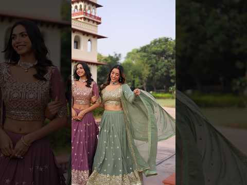 Invi Pista Green Faux Georgette Sequins Zari Embroidered Lehenga Choli